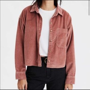 AE corduroy cropped button up shirt